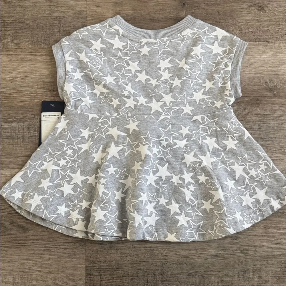Tommy Hilfiger Gray Star Peplum Dress Top with Heart Logo