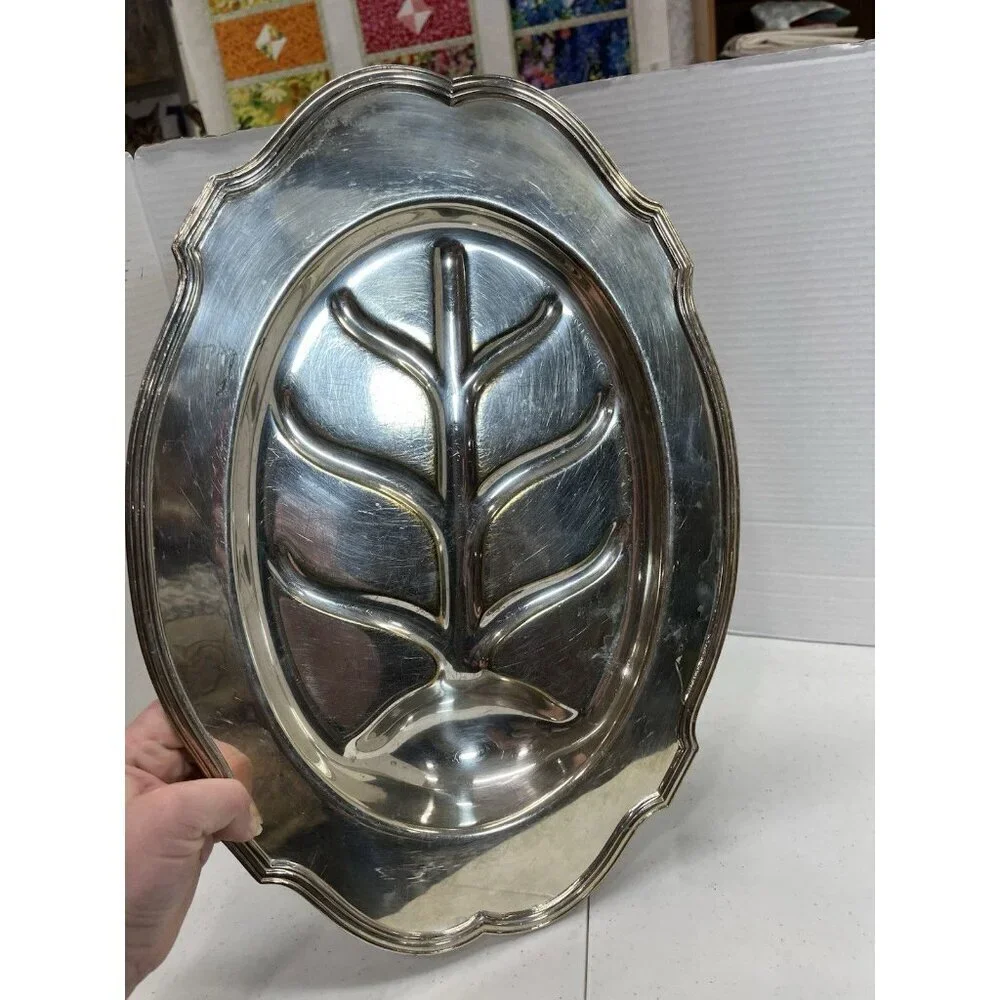 Antique Silver Meat Platter with 