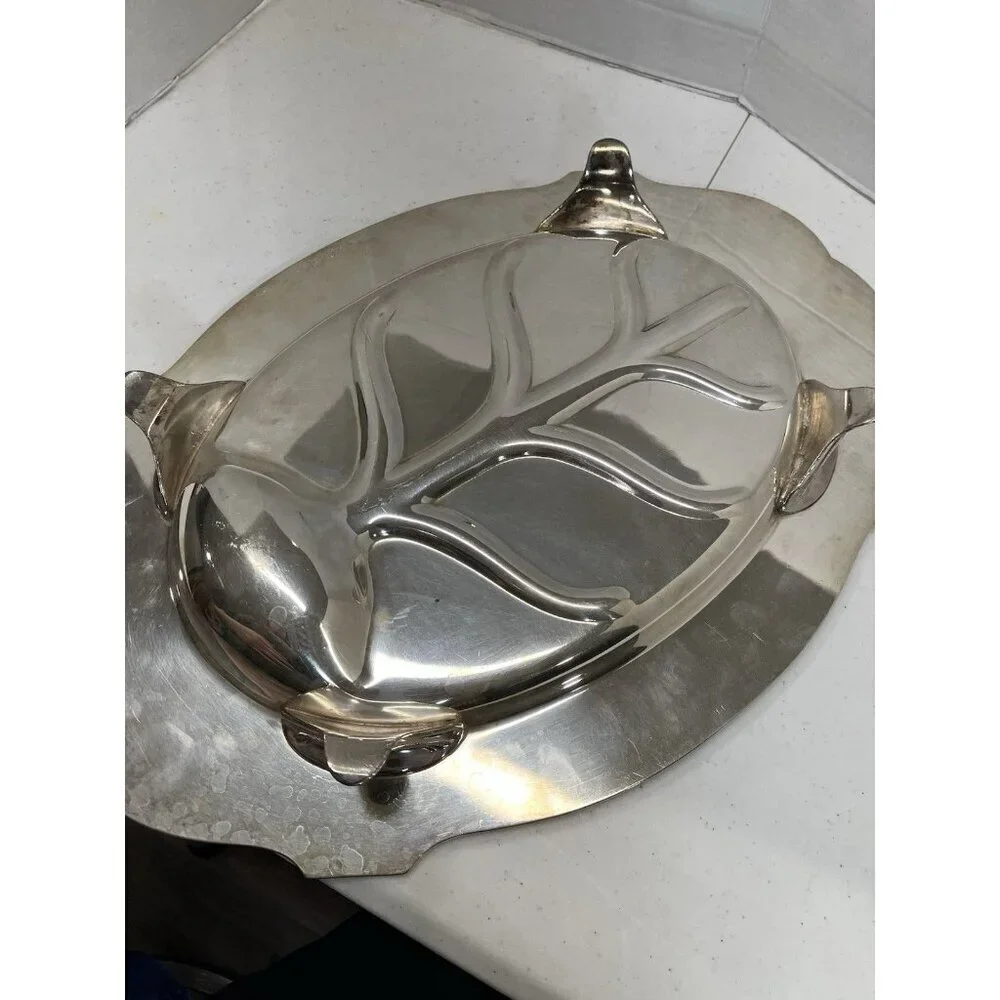 Antique Silver Meat Platter with 