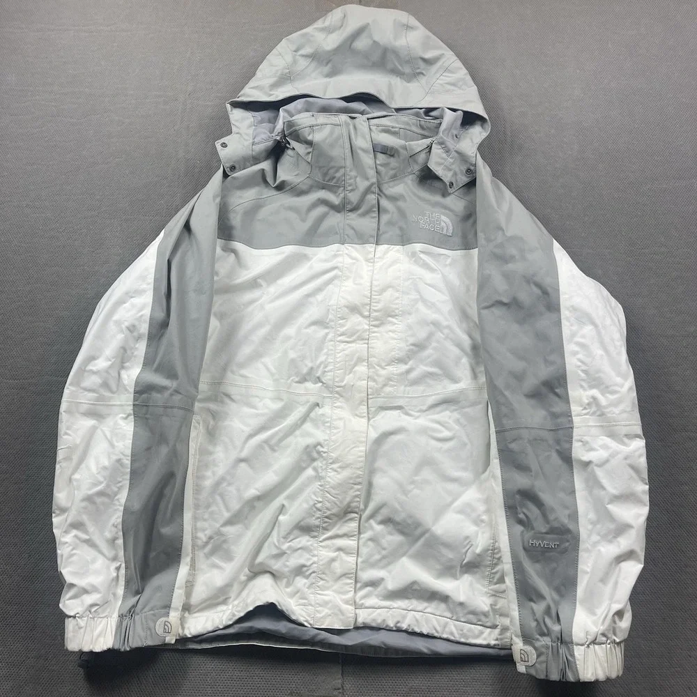 The North Face Jacket Womens XL Dryvent Gray Nylon Full Zip Hooded Outdoor Coat