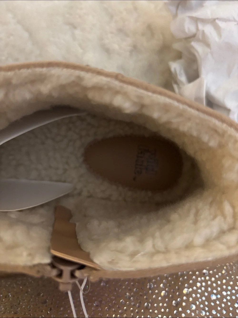 Wild Fable Sparkle Platform Ankle Boot - Beige with Memory Foam Size 8