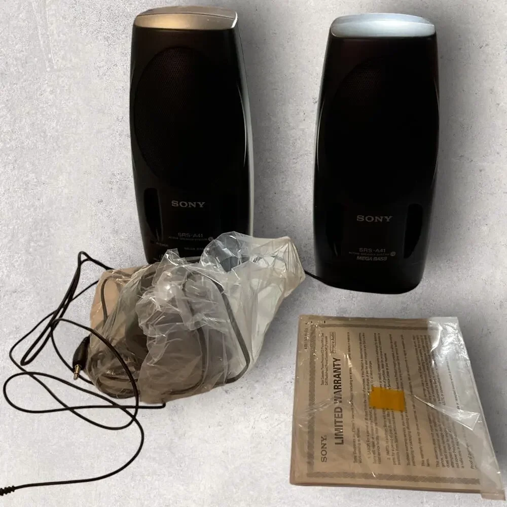 Sony SRS-A41AC Mega Bass Active Speaker System W Box AC Adapter Tested