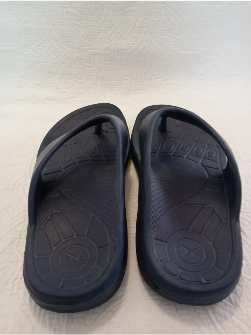 Aetrex Mens Navy Orthotic Sandals Size 10 Comfortable Arch Support Flip-Flops