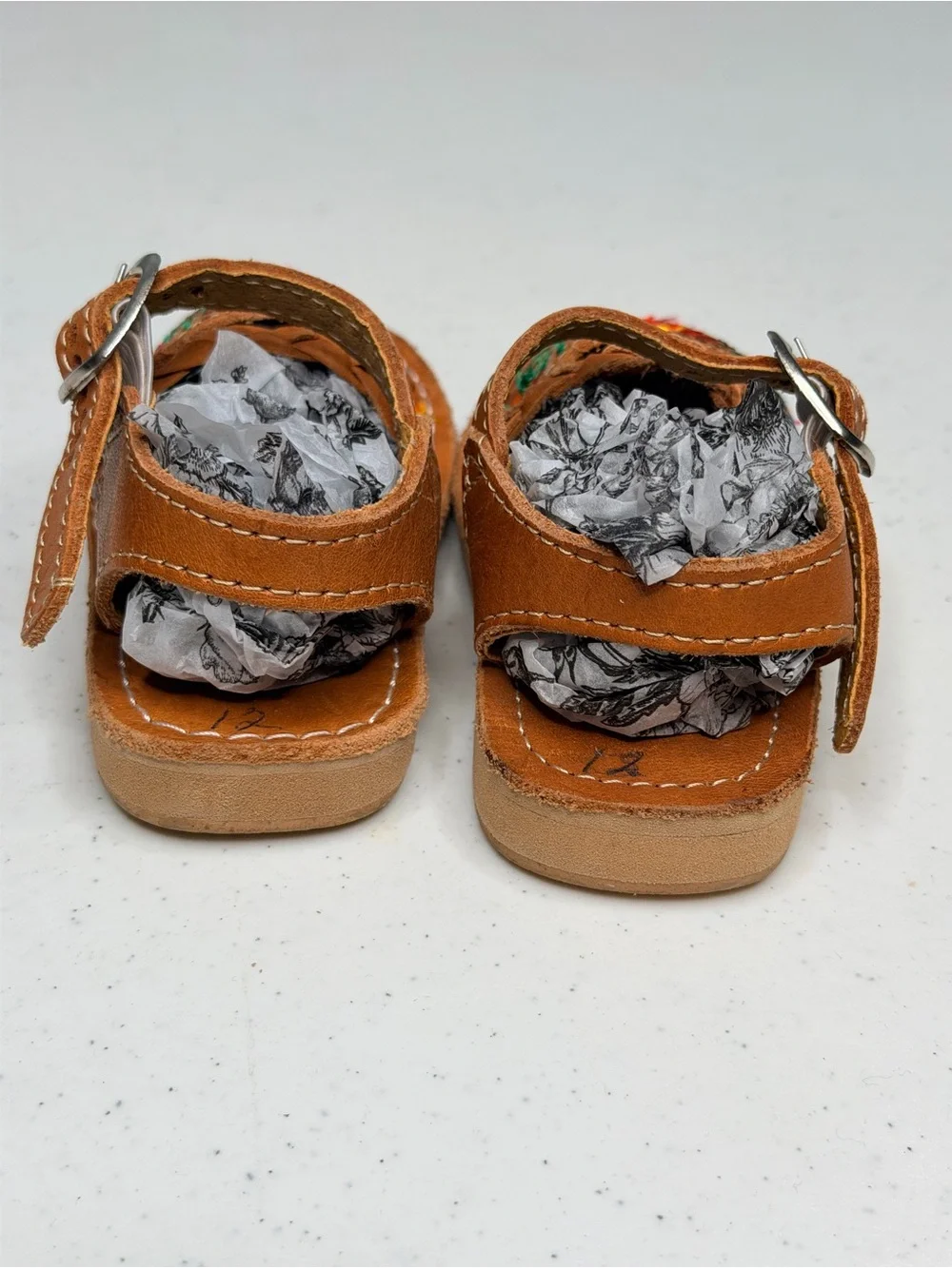 Authentic Mexican Leather Toddler Huarache Sandals Embroidered Size 12