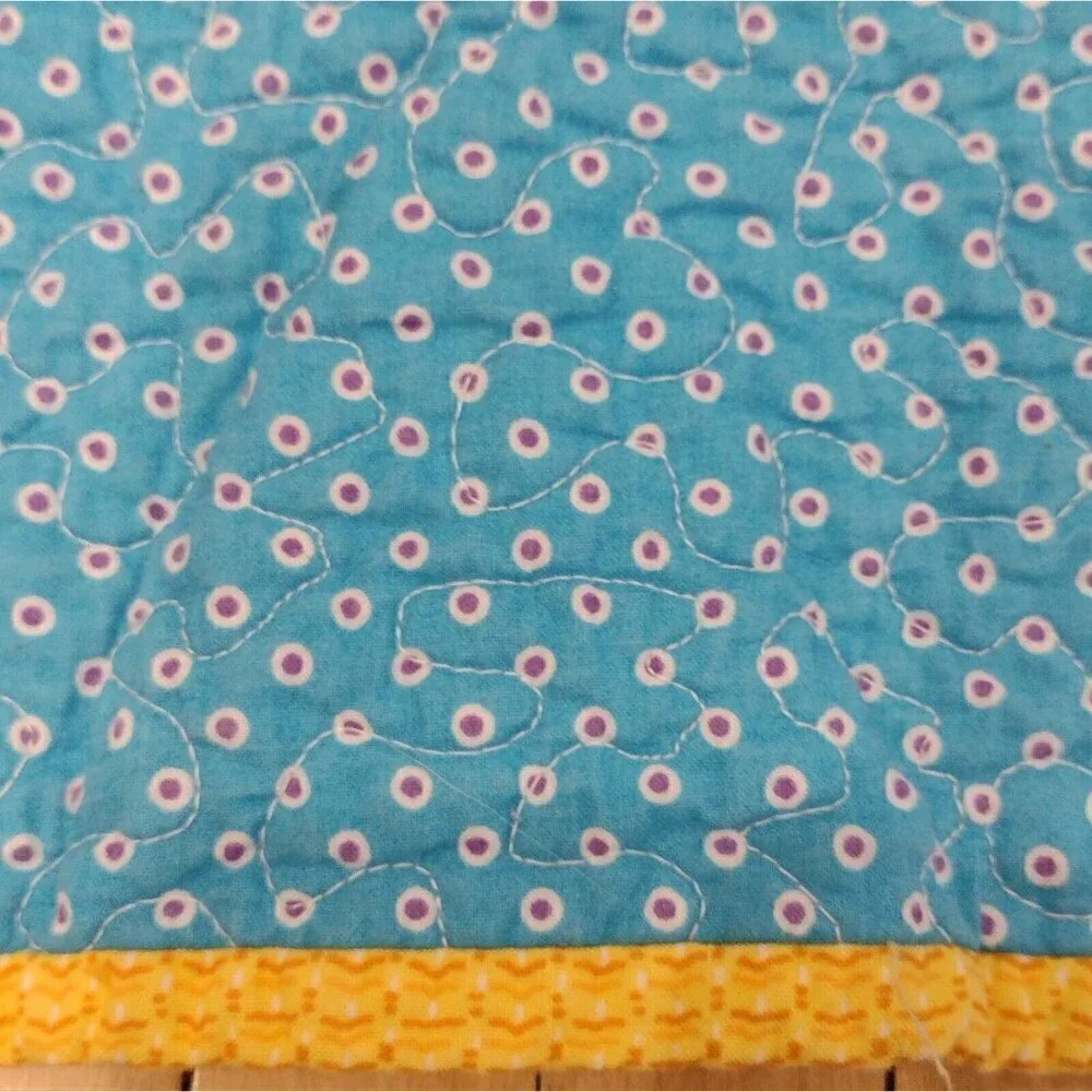 Handmade Care Bears Baby Crib Quilt Lap Blanket Wall Hanger Multi Color 43 X 32