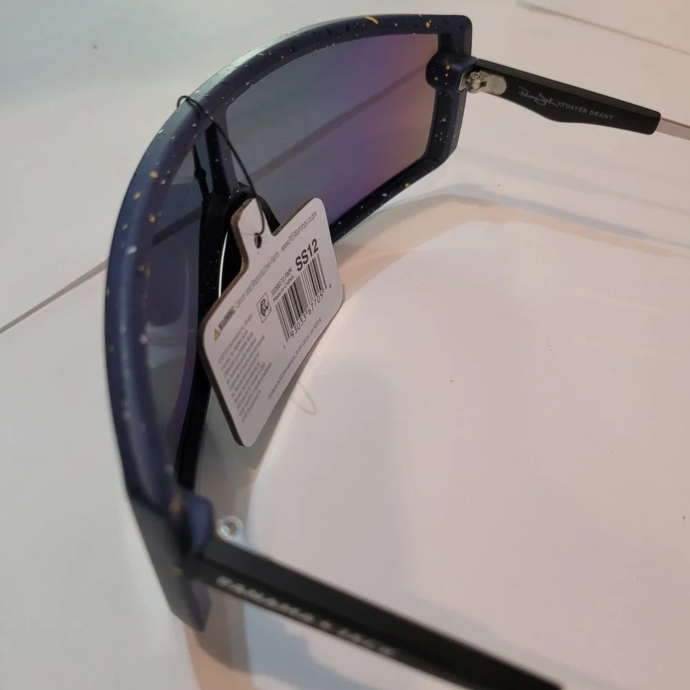 Panama Jack Shield Sunglasses Blue Splatter Mirrored Lens Sporty‎ SS12 New with