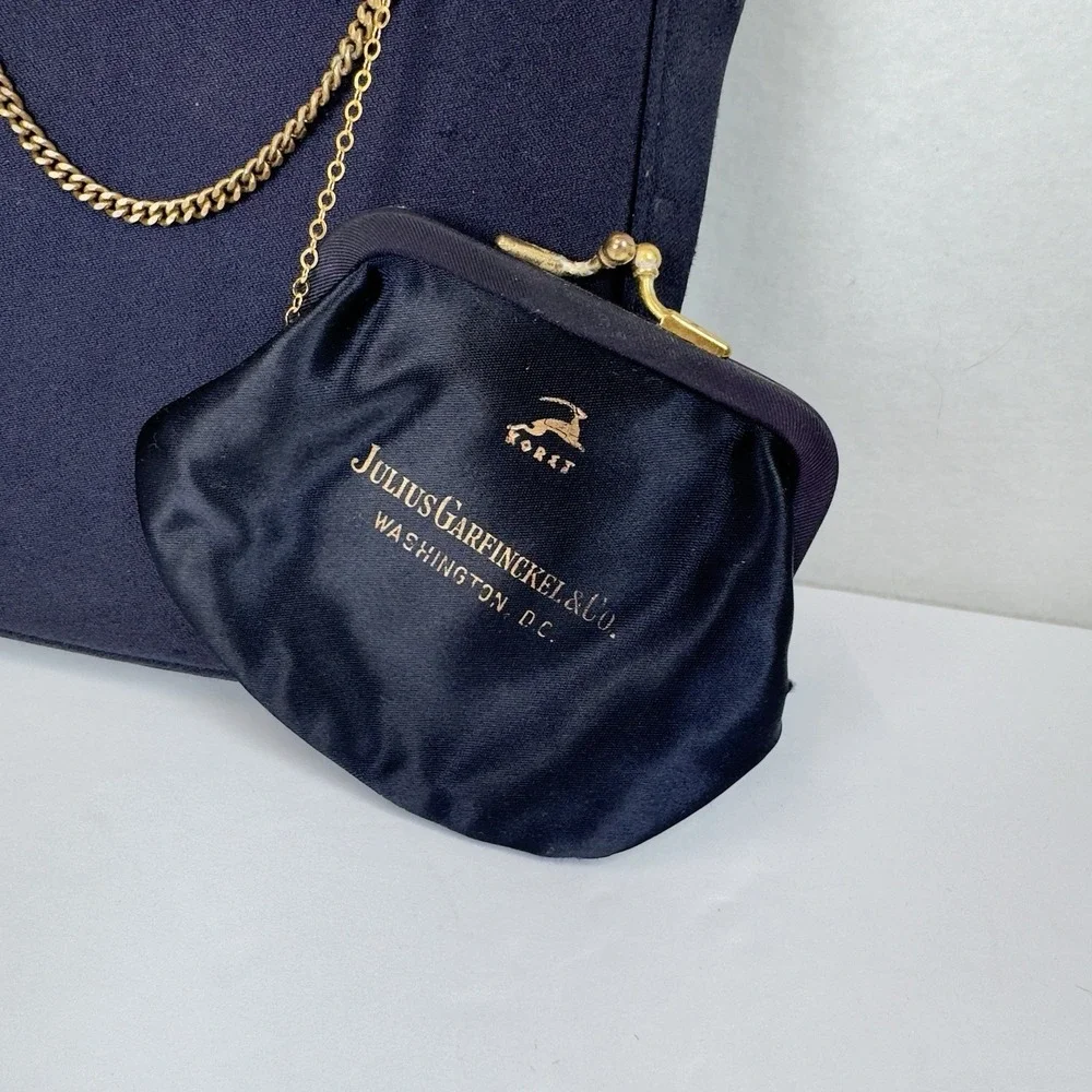VTG 50s Koret Evening Purse + Coin Purse Julius Garfinckel DC Purple + Gold Trim