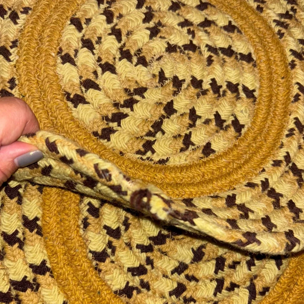 Braided Round Placemats |‎ Set of 5 | Yellow Brown | Kitchen Table Decor