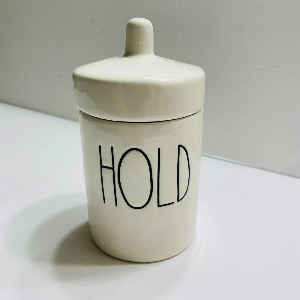 Rae Dunn Storage Jar with Lid, 5 1/2 inches, Farmhouse Decor, HOLD graphic