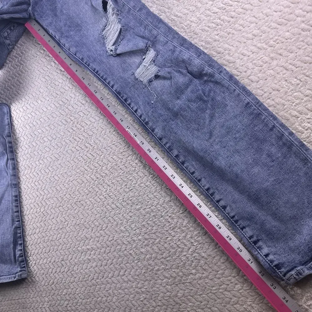 True Religion Jeans Mens 32x34 Blue‎ Geno Relaxed Slim Flap Pocket Distressed