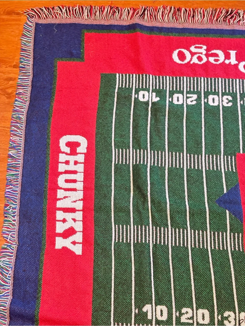 Northwest Red, White and Blue Woven Throw with Multi Fringe