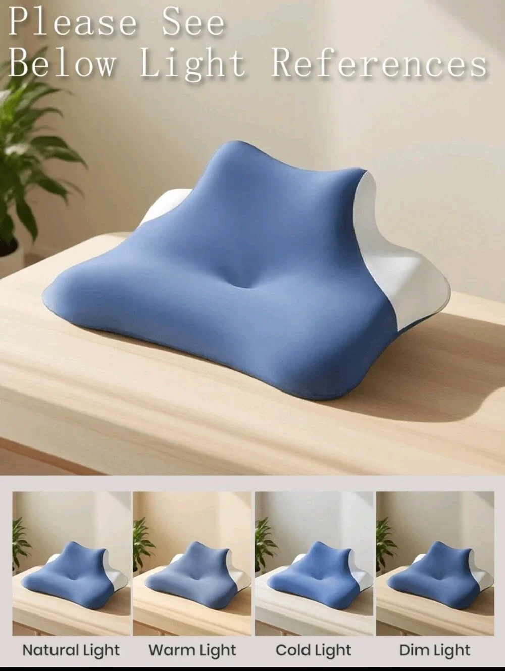 Ergonomic Memory Foam Neck & Back Pillow - Blue White