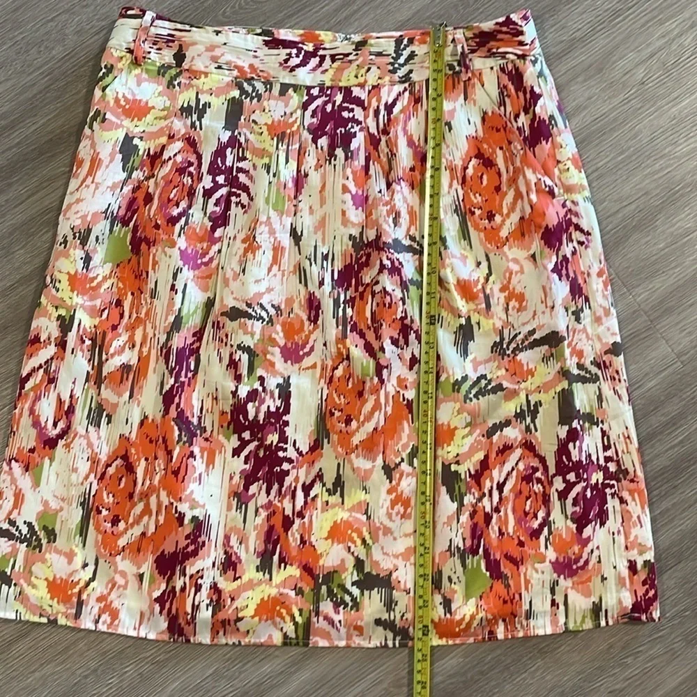 Liz Claiborne Women’s Midi Skirt Pink Size 12 100% Cotton Colorful Floral Flowy