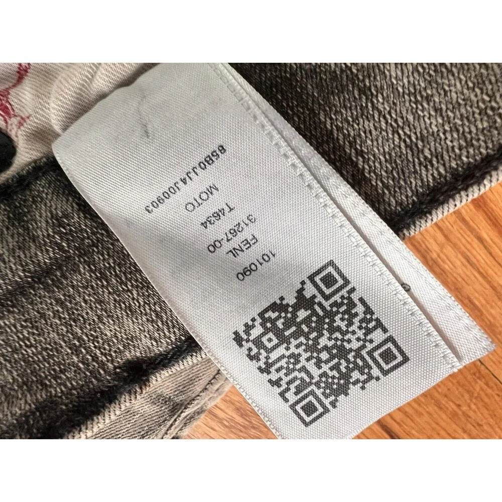 True Religion Relaxed Skinny Moto Jeans‎ Distressed Charcoal Mens 38