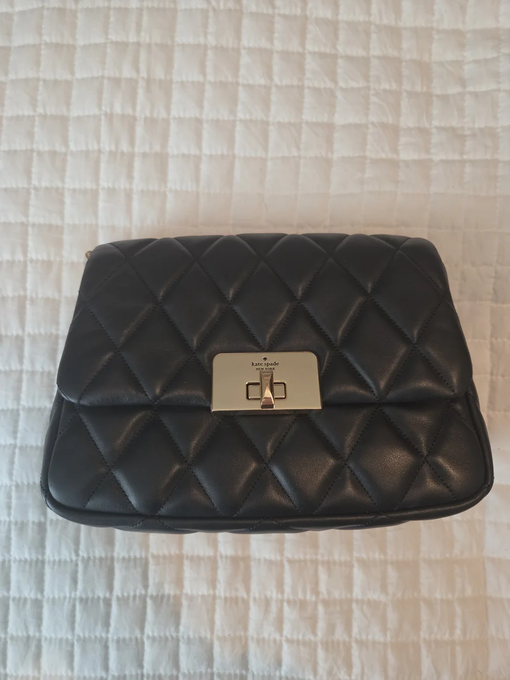 kate spade Black Quilted Leather Crossbody with Gold-Tone Turn Lock