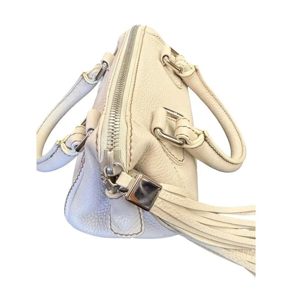 Chanel LAX Small Bowler Cream Pebbled Leather Silver Tassel 2003