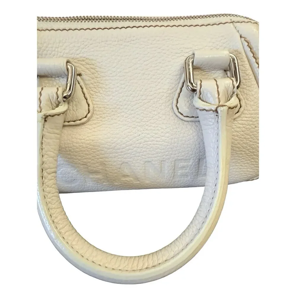 Chanel LAX Small Bowler Cream Pebbled Leather Silver Tassel 2003
