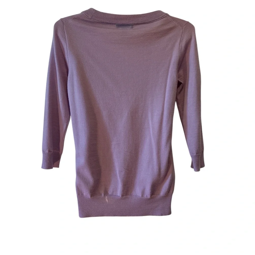 J. Crew Sweater 100% Merino Wool 3/4 Sleeve Pullover Crewneck Purple Lavender XS