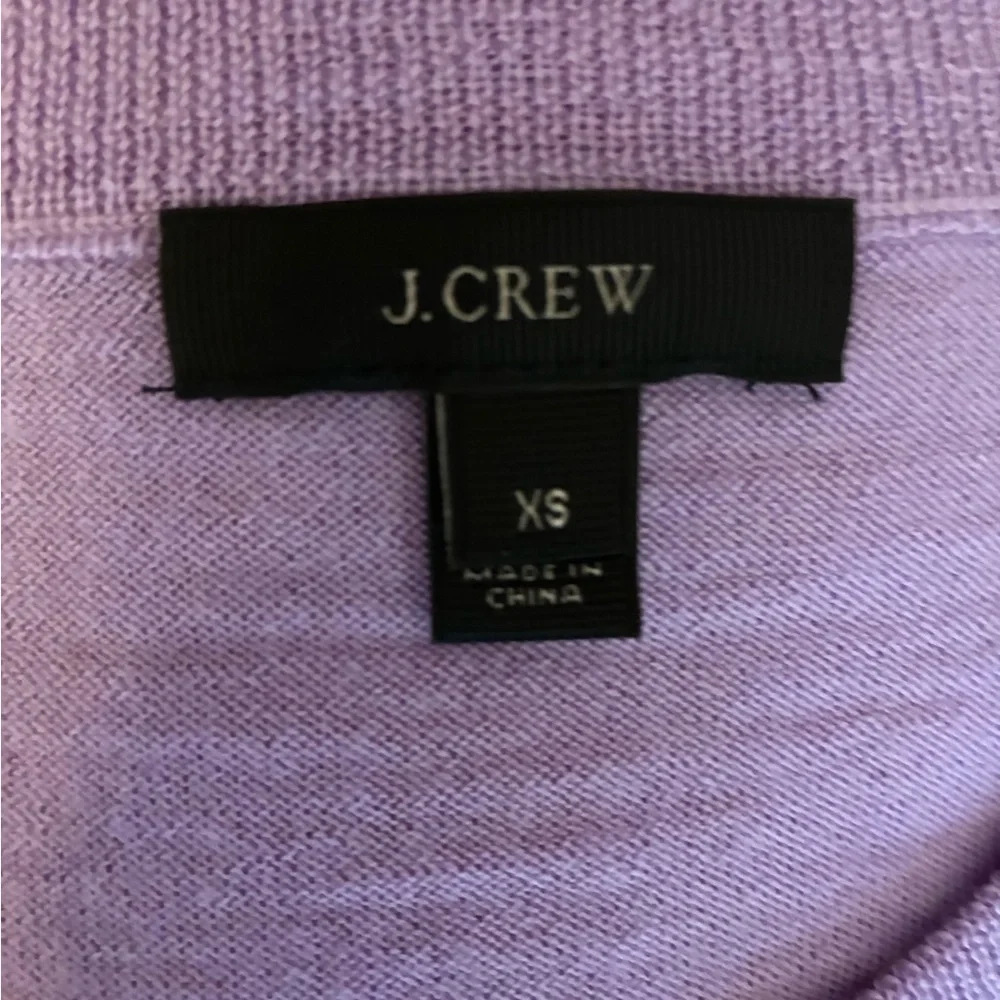 J. Crew Sweater 100% Merino Wool 3/4 Sleeve Pullover Crewneck Purple Lavender XS