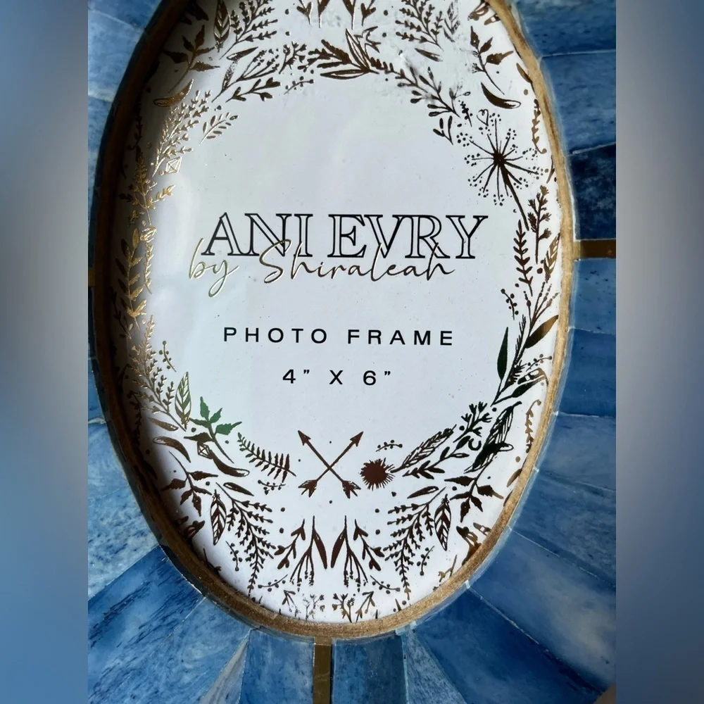 Oval 4x6 Picture Photo Frame - Carved Bone Blue gold