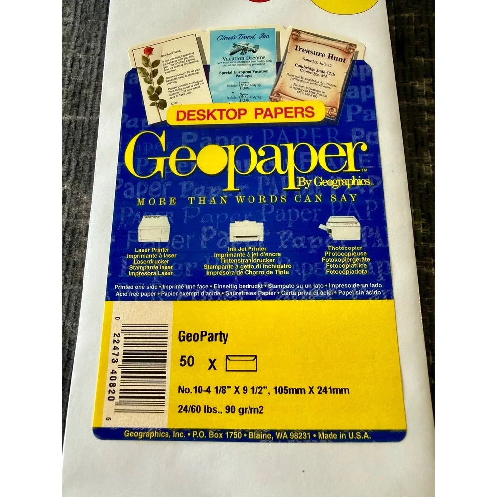 Geographics GeoParty Envelopes No. 10 White New Balloons Party Hat 50ct