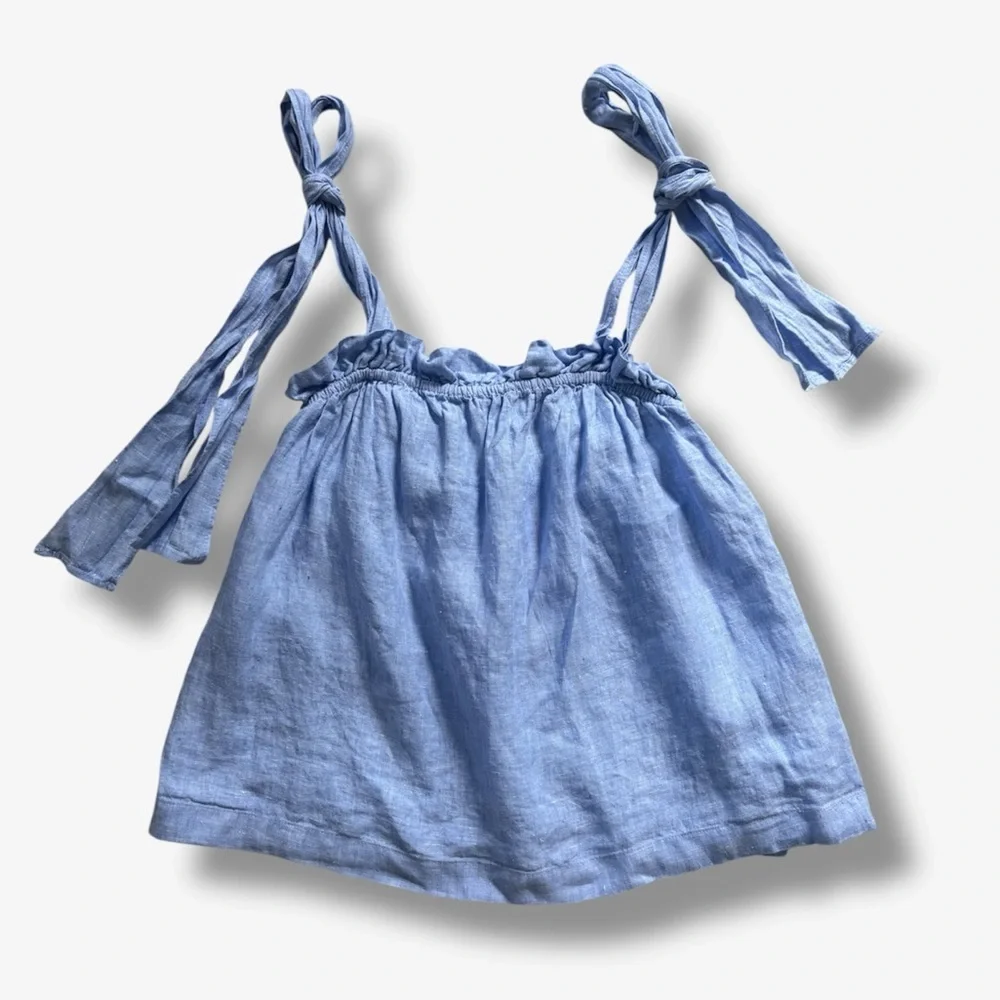 J. Crew Tie-shoulder Chambray Linen Top