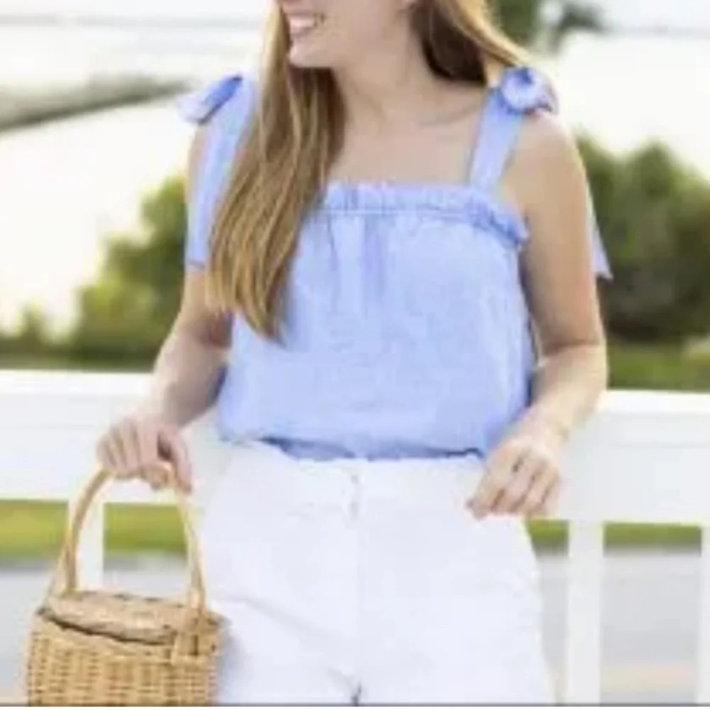 J. Crew Tie-shoulder Chambray Linen Top