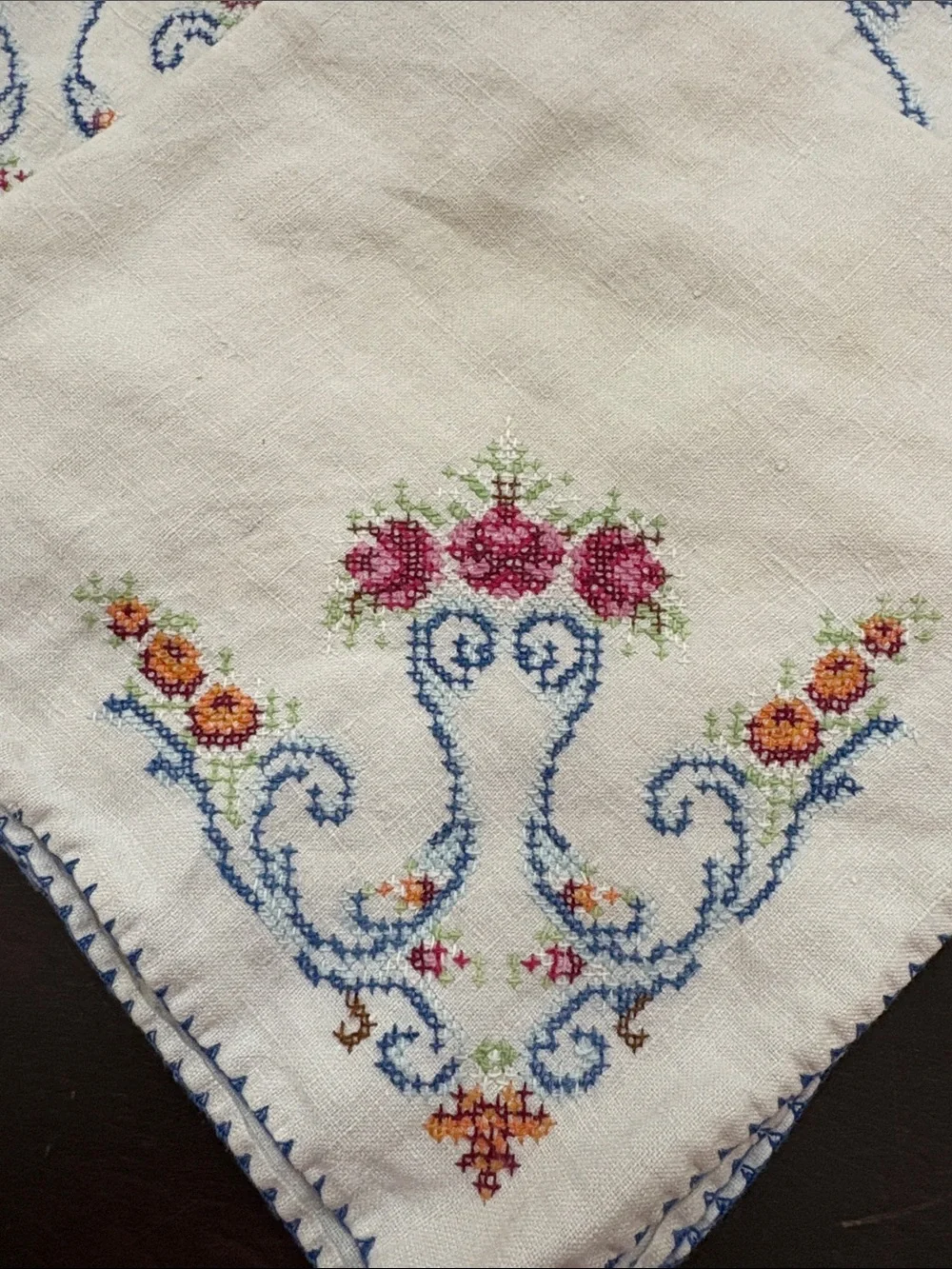 4 Flower Cross Stitch napkins