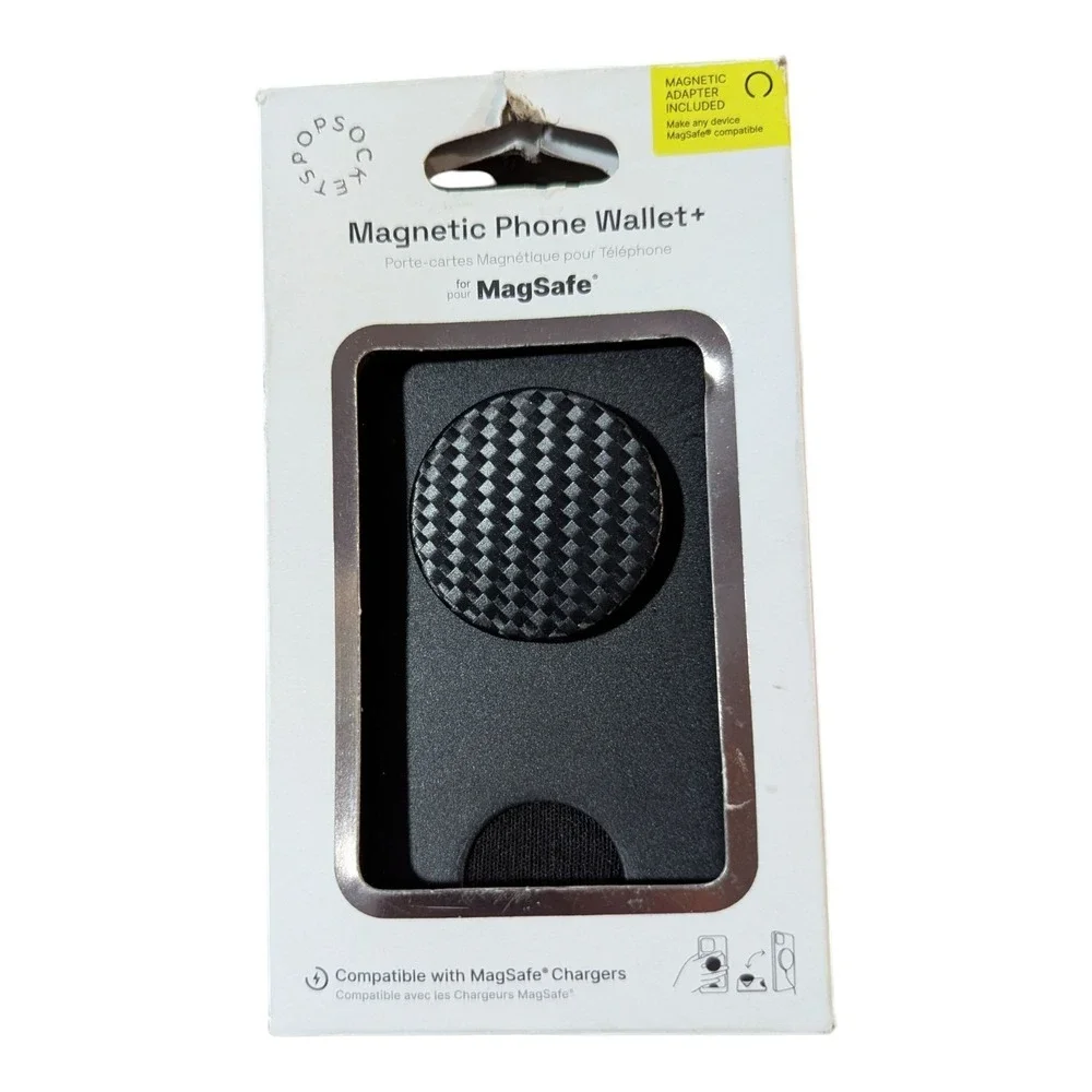 36-O PopSockets Magnetic MagSafe PopWallet+ Phone Wallet/Grip Carbonite Weave