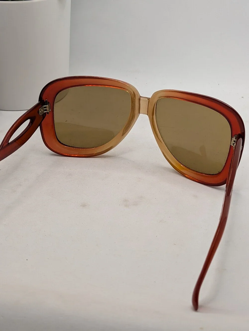 ​Vintage 1970s Tura France Oversized Butterfly Sunglasses Brown Ombre Cutout