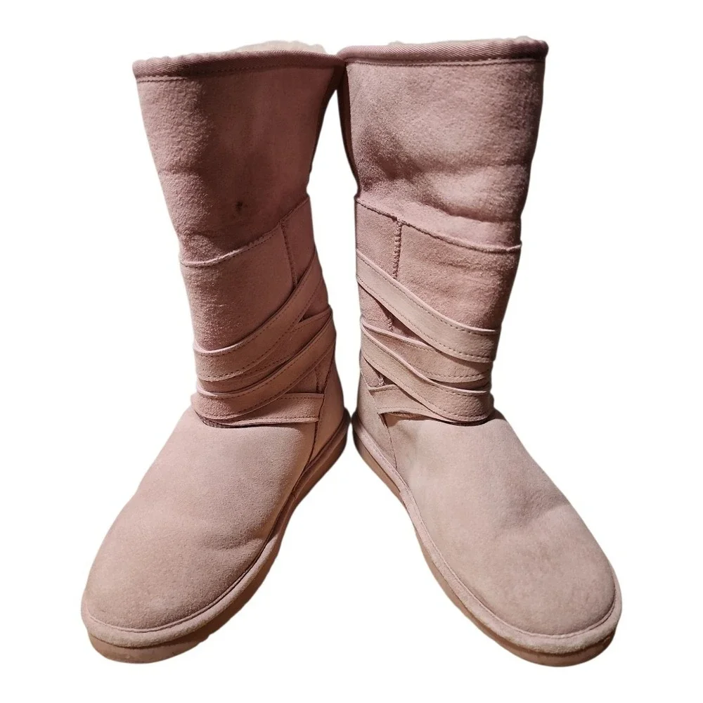 La Mo Suede Faux Fur Cuff Winter Boots, Women's, Blush‎ Pink, Comfortable