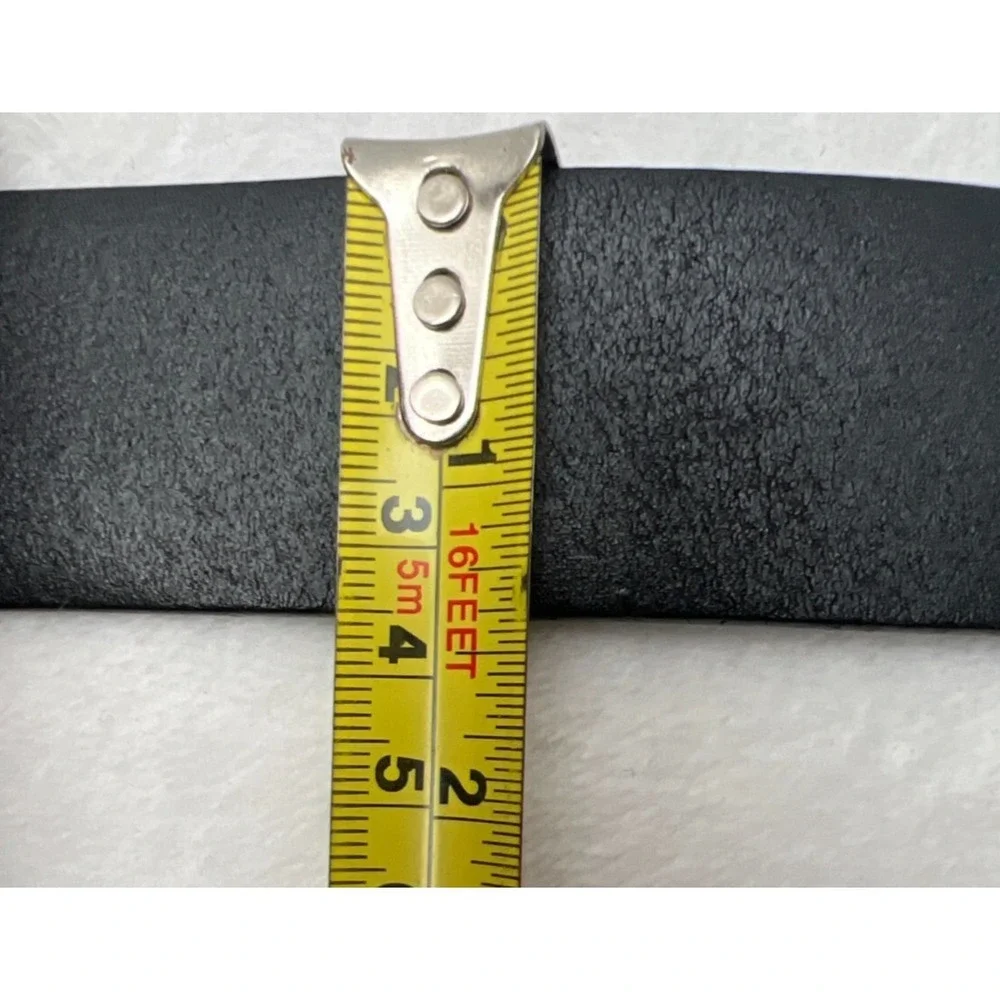 Calvin Klein Jeans Belt Mens 38.5 Black Leather Double Prong Silver Toned Preppy