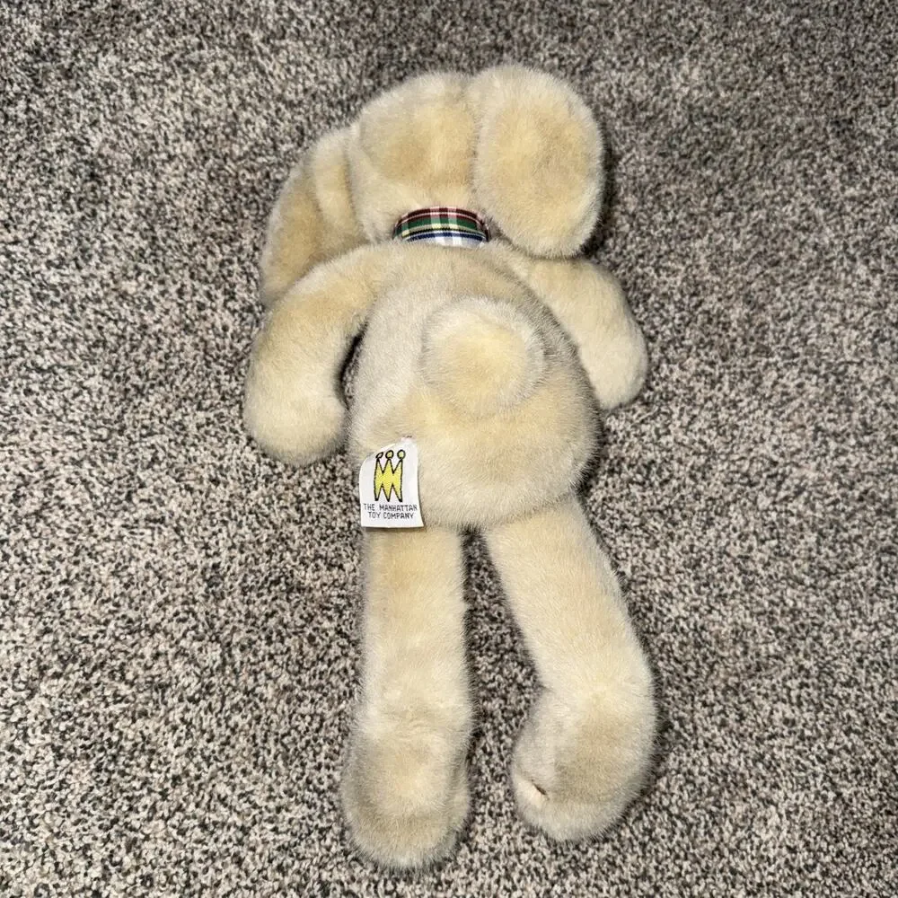 Manhattan Toy Bunny Rabbit Plush Stuffed Animal Ivory Cream Sleepy Eyes 1993