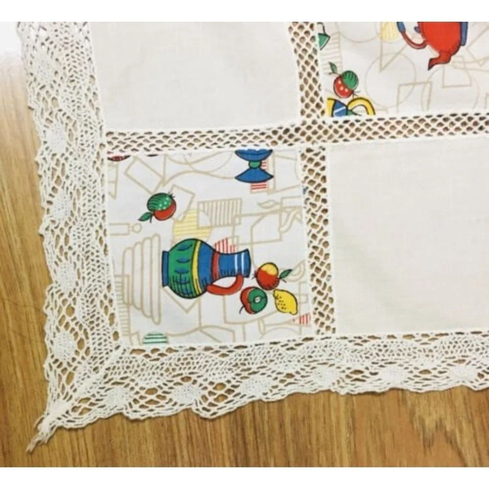 Vintage Retro Printed‎ Tablecloth Cafe Themed Rectangle 44x52