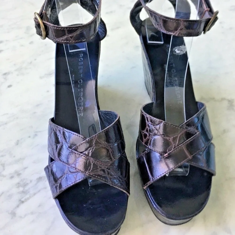AUTHENTIC ROBERT CLERGERIE WEDGE PLATFROM SANDALS 38.5 - 8 1/2