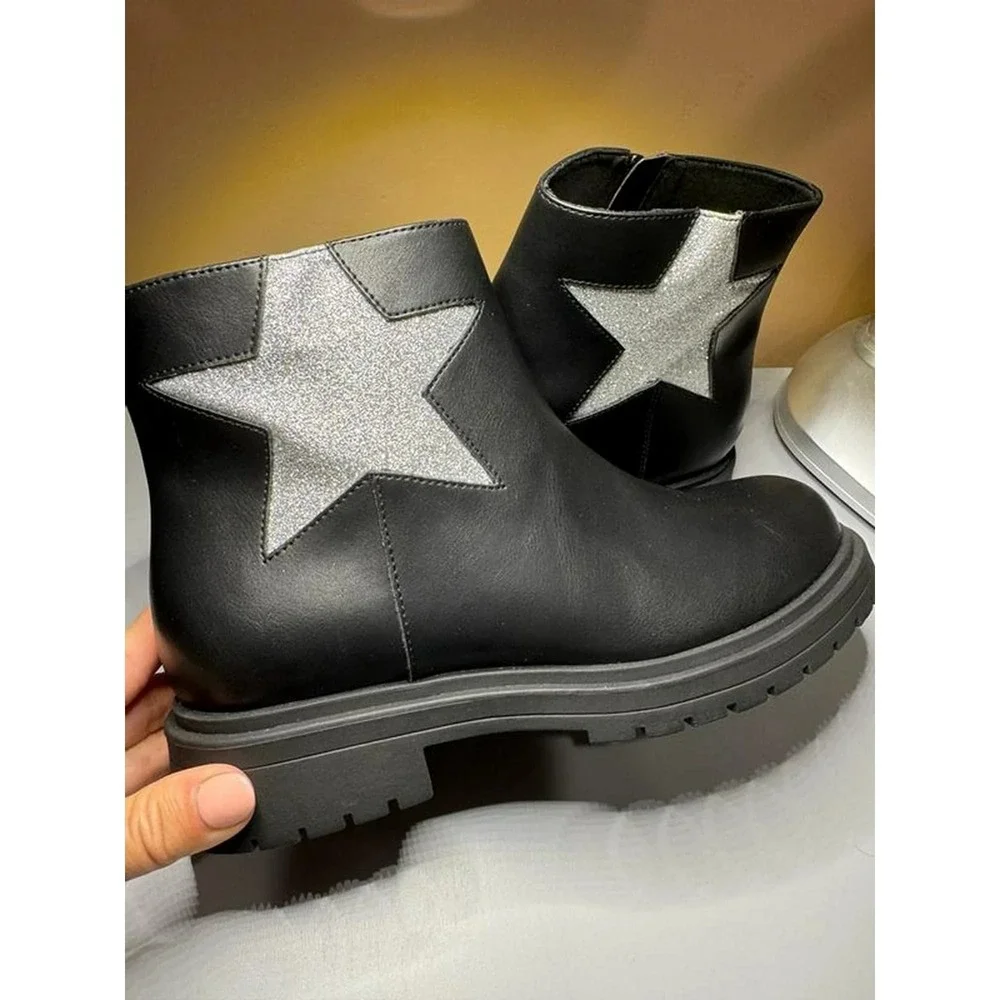 Size 7‎ Toddler Glitter Star Chelsea Boots Wonder Nation Non Marking NEW