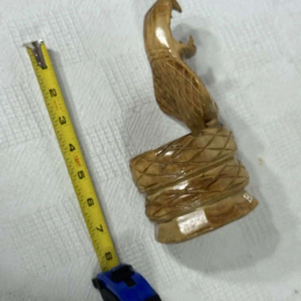 Vintage Hand Carved Wooden Cobra Snake Ash Tray Souvenir Baguio City Philippines