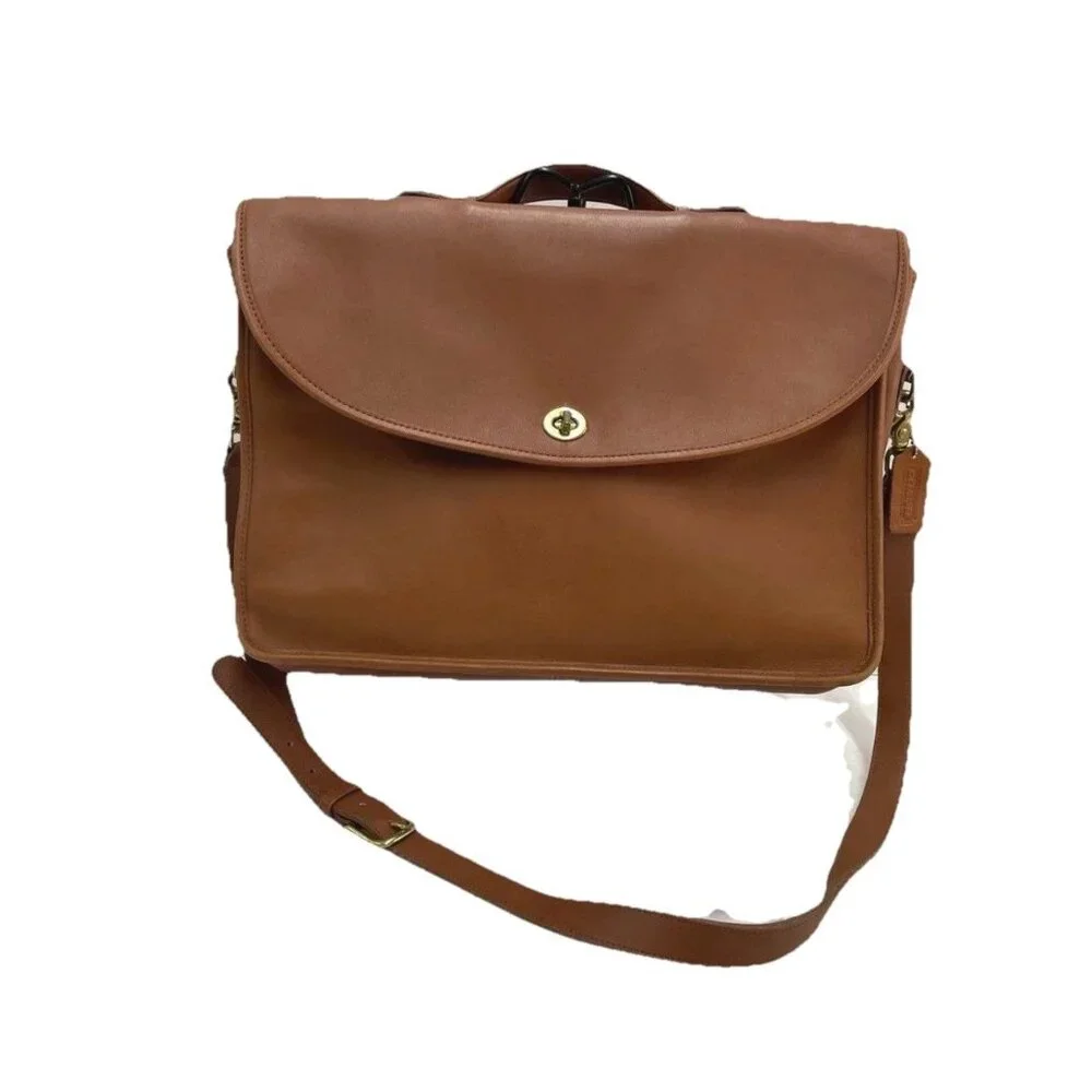 Coach Vtg Lexington British Tan Leather Briefcase Business‎ Case Office C9675