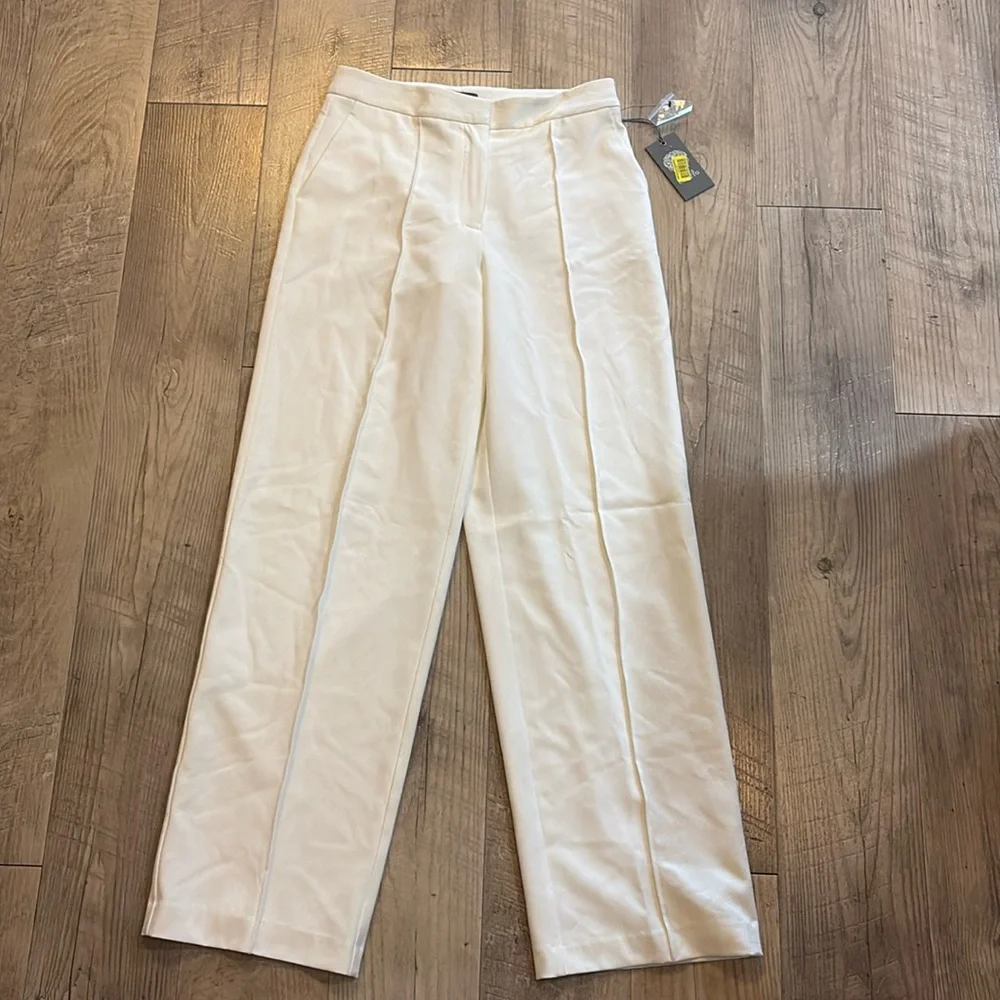 Vince Camuto Cream Pintucked Wideleg Trousers