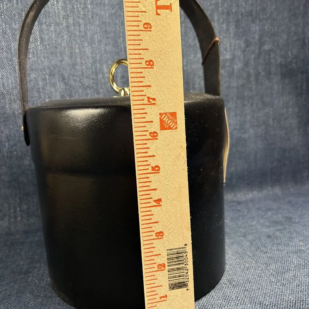 NEW Retro Georges Briard Black Vinyl Ice Bucket Entertaining Mid Century MCM