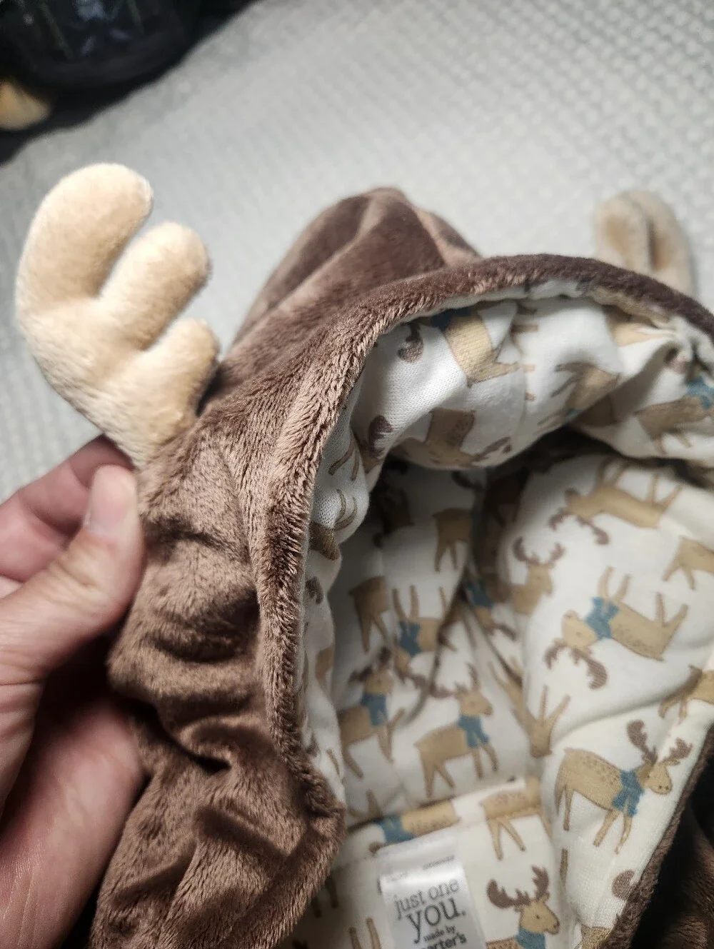 Carter's Brown Baby Moose Footed Warm for Winter - 3Months
