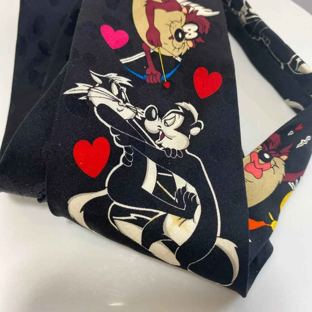 Vintage Looney Tunes Silk Nostalgia Taz Daffy Tweety Necktie Tie Mens‎ 57