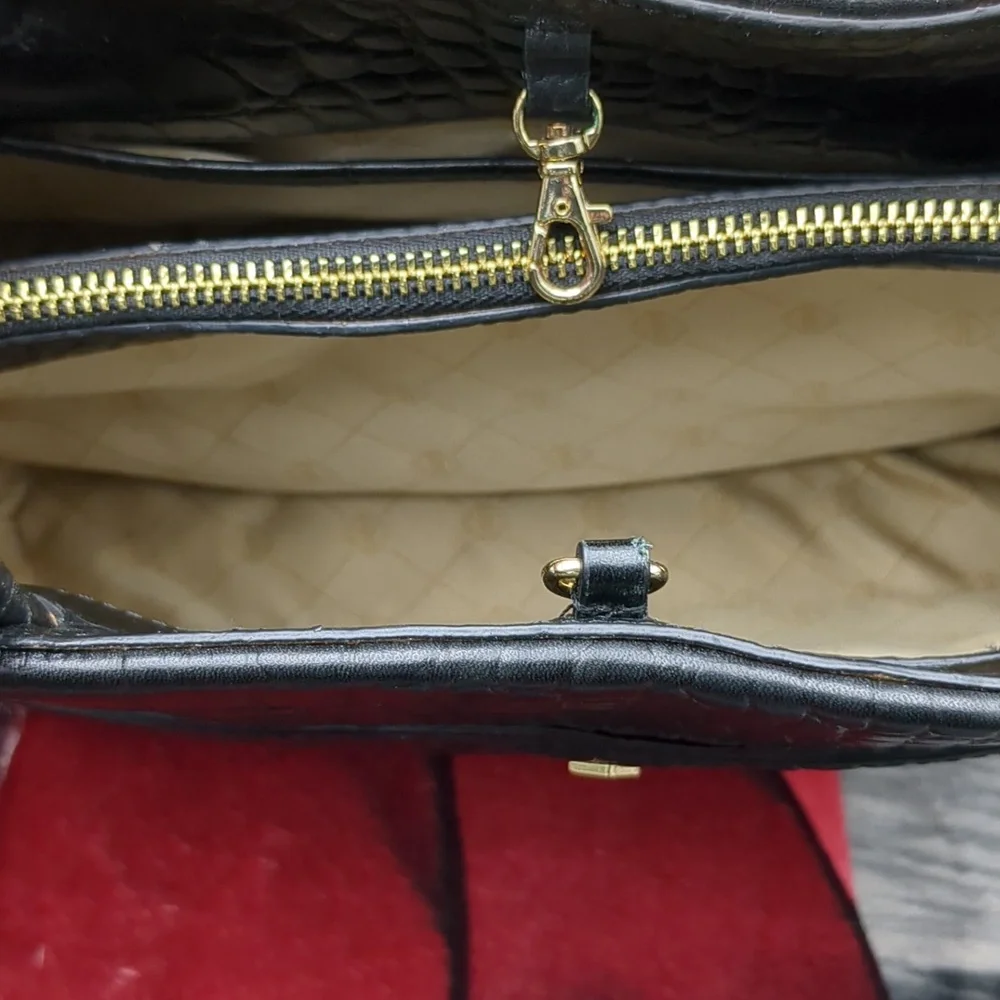 Antonio Melani Black Crocodile-Embossed tote