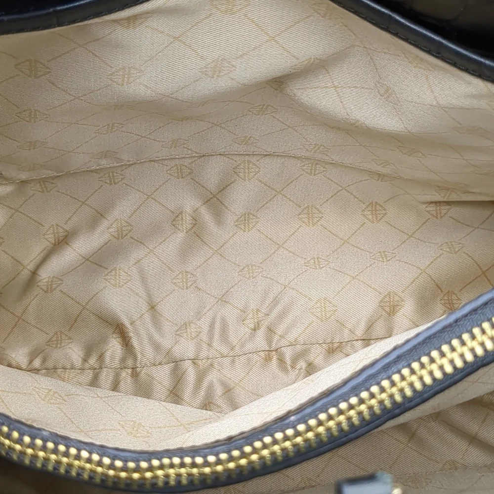 Antonio Melani Black Crocodile-Embossed tote