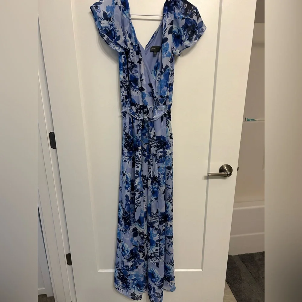 Donna Ricco Blue Floral Jumpsuit