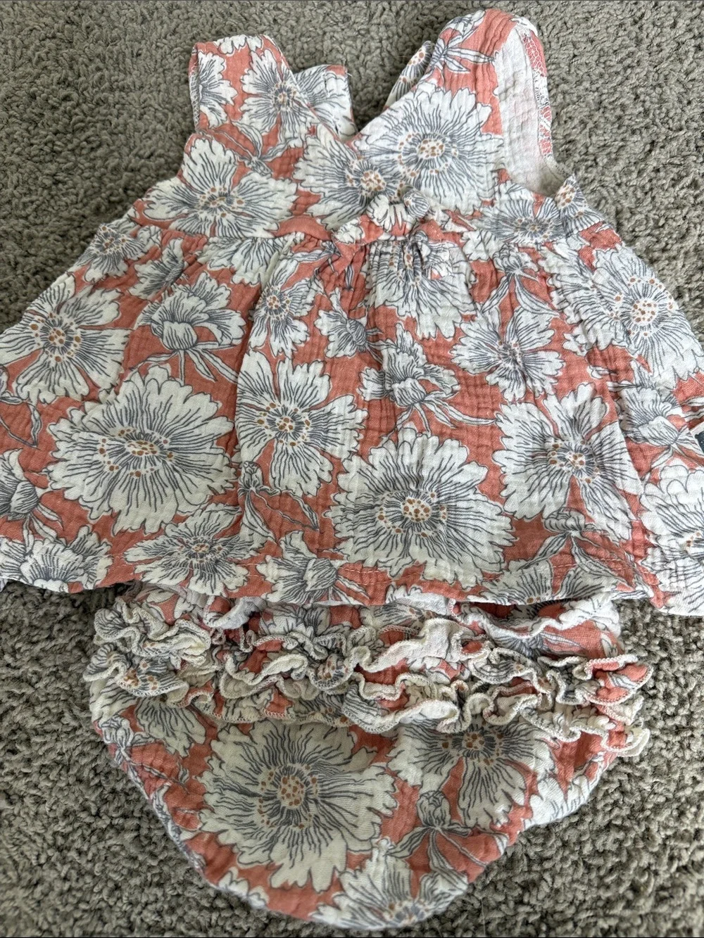Baby Floral Diaper Cover Set - Coral Floral