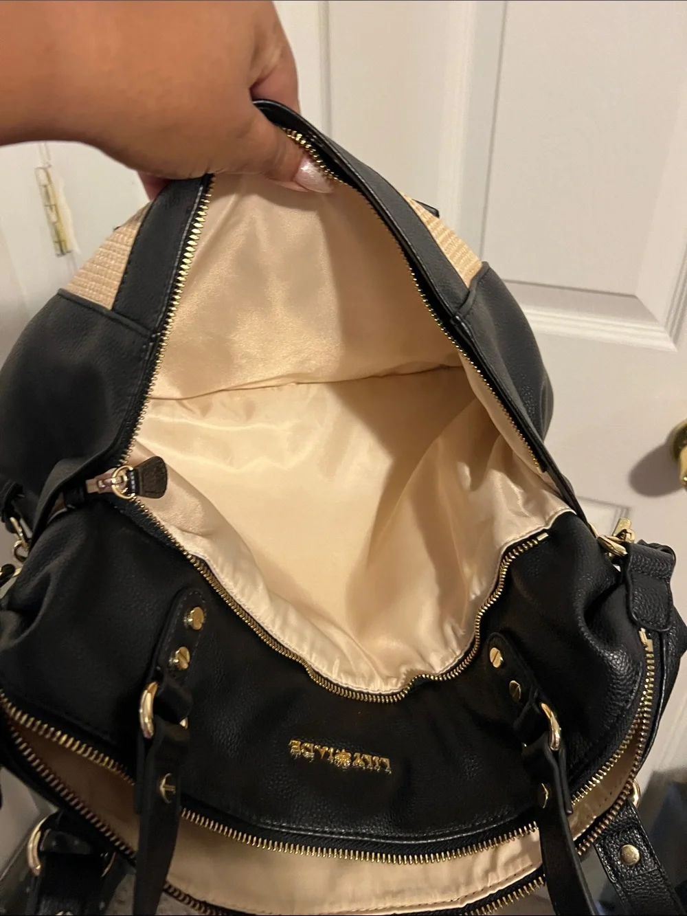 LILY JADE Black and Beige Baby Bag Tote