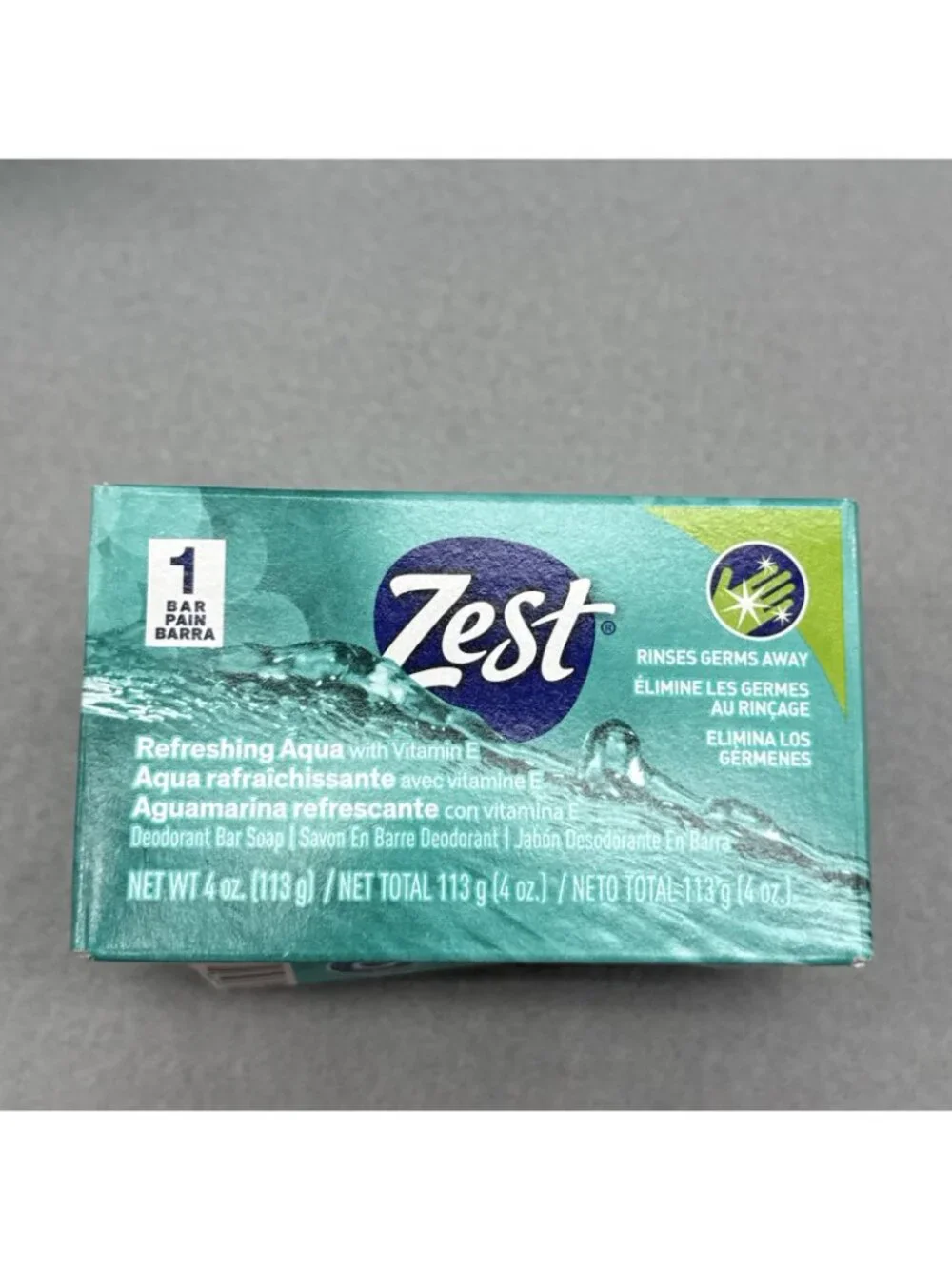 Zest Refreshing Aqua Vitamin E Deodorant Bar Soap 4 oz Bars Lot of 6