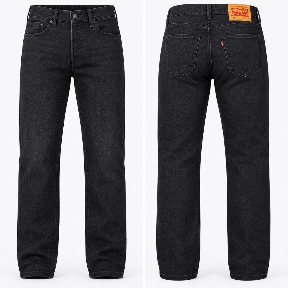 Levi's 501 JEANS MENS 32X34 grunge straight leg skater denim BLACK