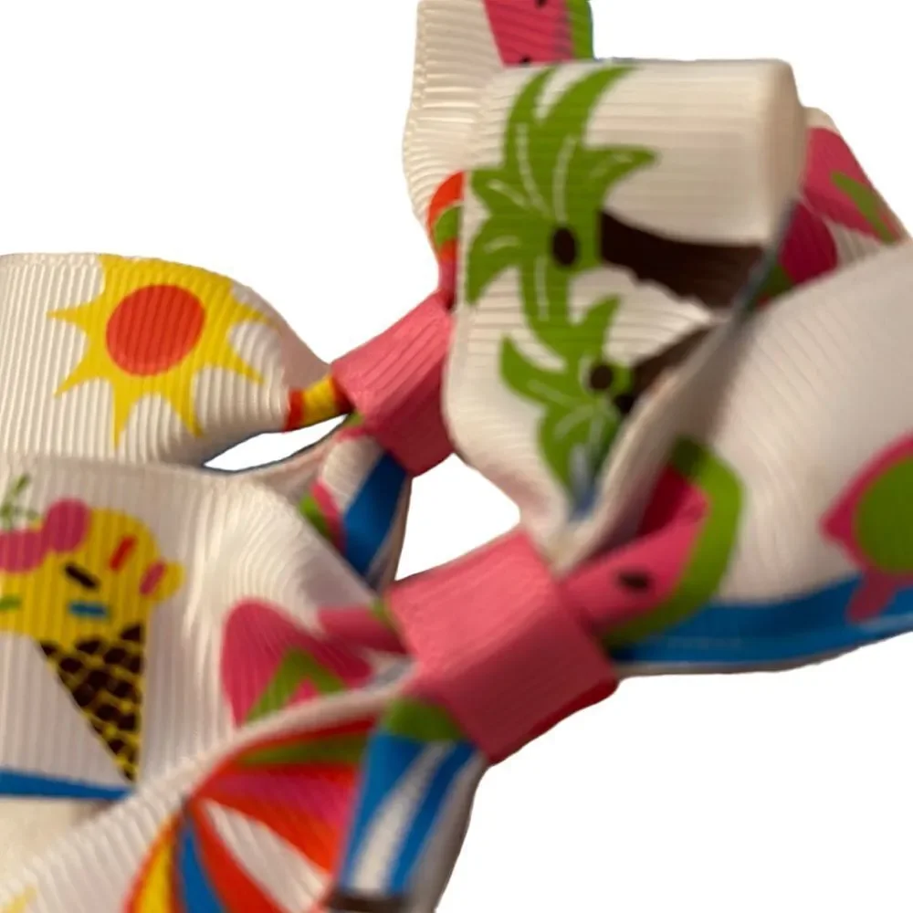Bow pair hair bows accessories NEE summer fun beach palm tree watermelon sun